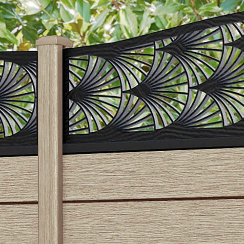 Fusion Laurel Curved Top Fence Panel - Light Oak - with our composite posts
