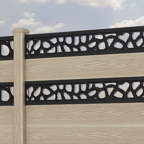 Classic Pebble Split Screen Fence Panel - Light Oak - with our composite posts