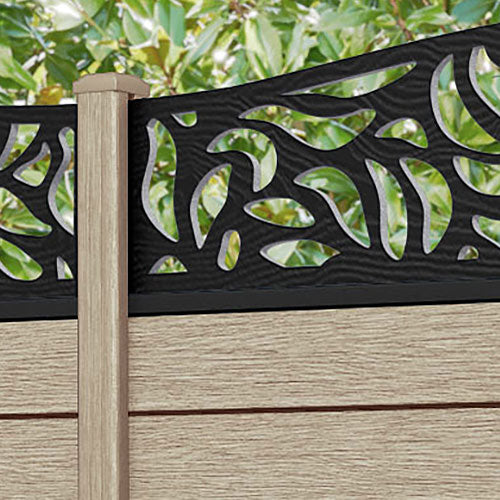 Fusion Plume Curved Top Fence Panel - Light Oak - with our composite posts
