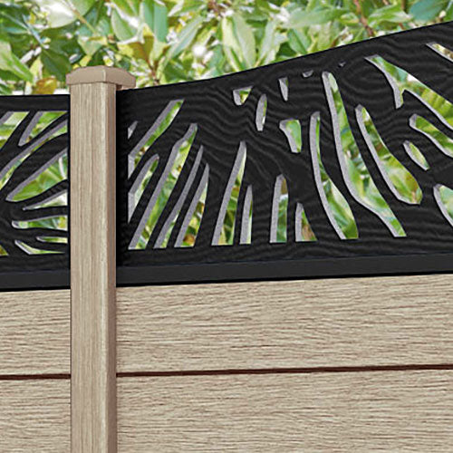 Fusion Poppy Curved Top Fence Panel - Light Oak - with our composite posts