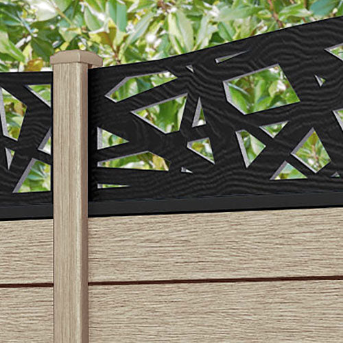 Fusion Prism Curved Top Fence Panel - Light Oak - with our composite posts
