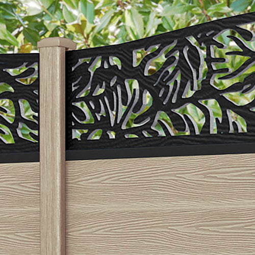 Classic Botanic Curved Top Fence Panel - Light Oak - with our composite posts