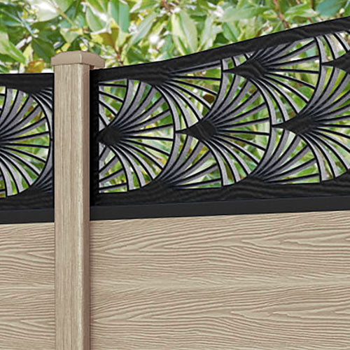 Classic Laurel Curved Top Fence Panel - Light Oak - with our composite posts