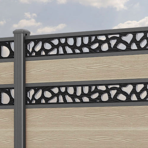 Classic Pebble Split Screen Fence Panel - Light Oak - with our aluminium posts