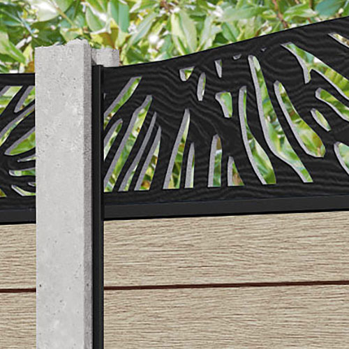 Fusion Poppy Curved Top Fence Panel - Light Oak - for existing concrete posts