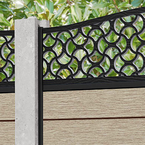 Fusion Vida Curved Top Fence Panel - Light Oak - for existing concrete posts