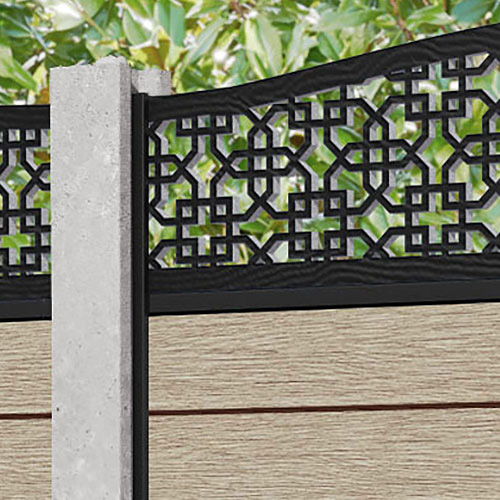 Fusion Zaria Curved Top Fence Panel - Light Oak - for existing concrete posts