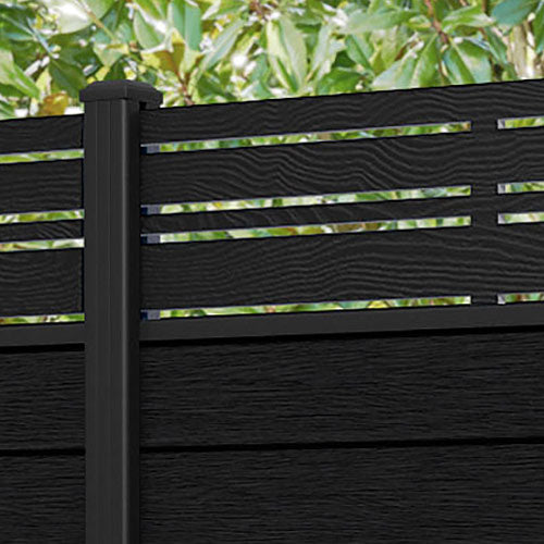 Fusion Linea Fence Panel - Black - with our aluminium posts
