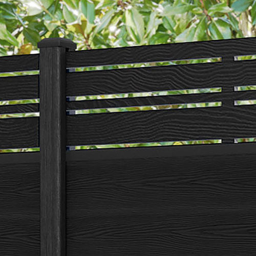 Classic Linea Fence Panel - Black - with our composite posts