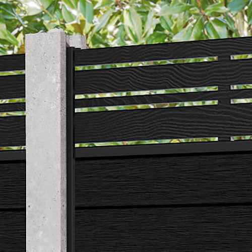 Fusion Linea Fence Panel - Black - for existing concrete posts