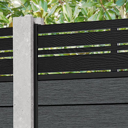 Fusion Linea Fence Panel - Dark Grey - for existing concrete posts