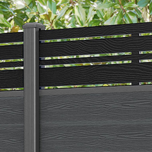 Classic Linea Fence Panel - Dark Grey - with our aluminium posts