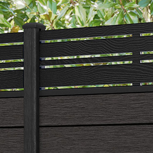 Fusion Linea Fence Panel - Dark Oak - with our composite posts