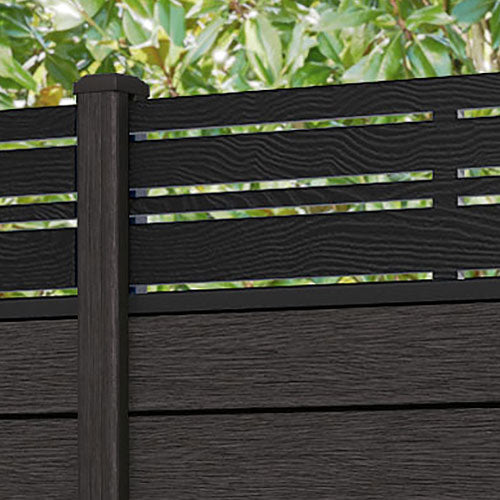 Fusion Linea Fence Panel - Dark Oak - with our composite posts