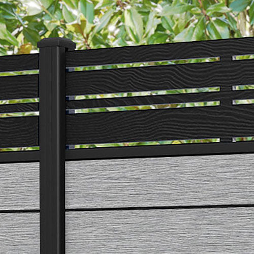 Fusion Linea Fence Panel - Light Grey - with our aluminium posts