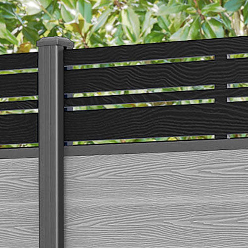 Classic Linea Fence Panel - Light Grey - with our aluminium posts