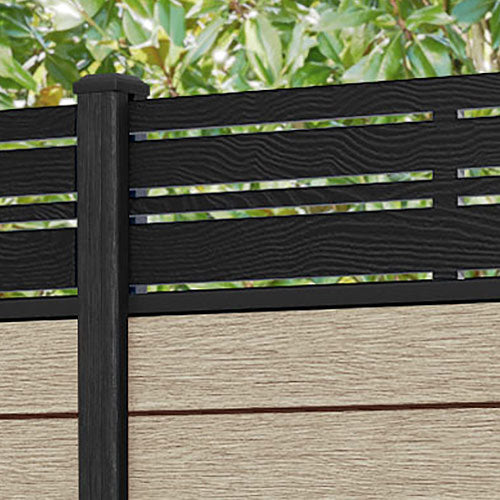 Fusion Linea Fence Panel - Light Oak - with our composite posts