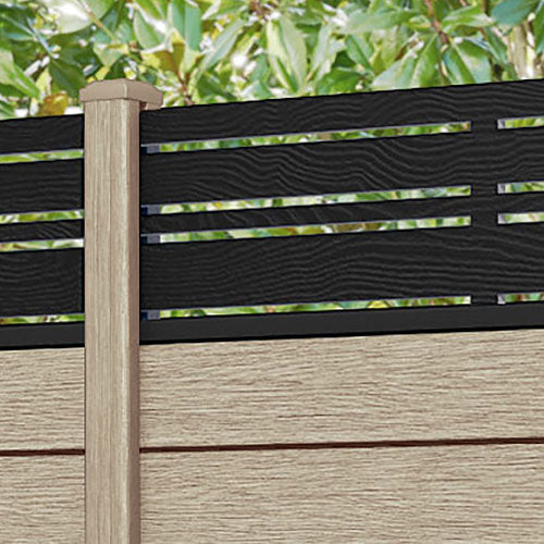 Fusion Linea Fence Panel - Light Oak - with our composite posts