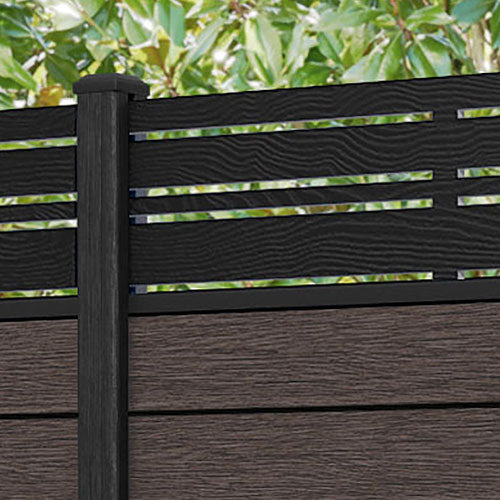 Fusion Linea Fence Panel - Mid Brown - with our composite posts