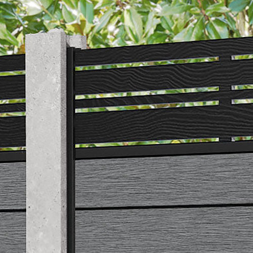 Fusion Linea Fence Panel - Mid Grey - for existing concrete posts