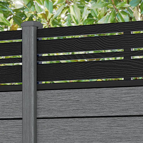 Fusion Linea Fence Panel - Mid Grey - with our composite posts