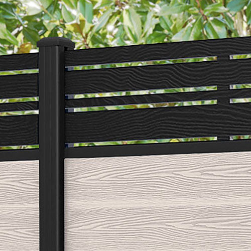 Classic Linea Fence Panel - Mid Stone - with our aluminium posts
