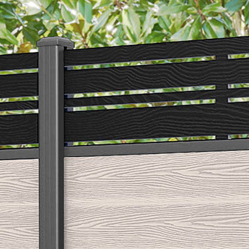 Classic Linea Fence Panel - Mid Stone - with our aluminium posts