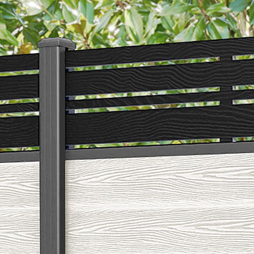 Classic Linea Fence Panel - Light Stone - with our aluminium posts