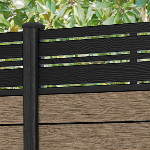 Fusion Linea Fence Panel - Teak - with our composite posts