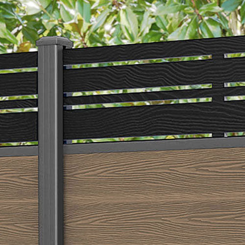 Classic Linea Fence Panel - Teak - with our aluminium posts