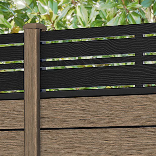 Fusion Linea Fence Panel - Teak - with our composite posts