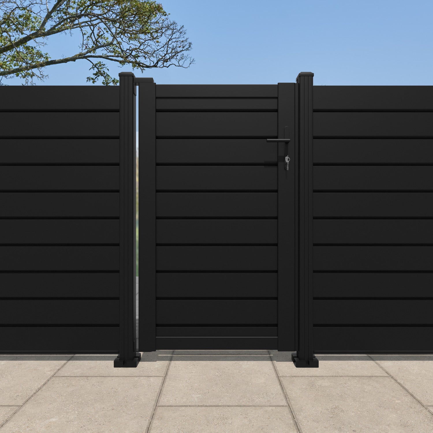 Louvre Aluminium Pedestrian Gate - Black