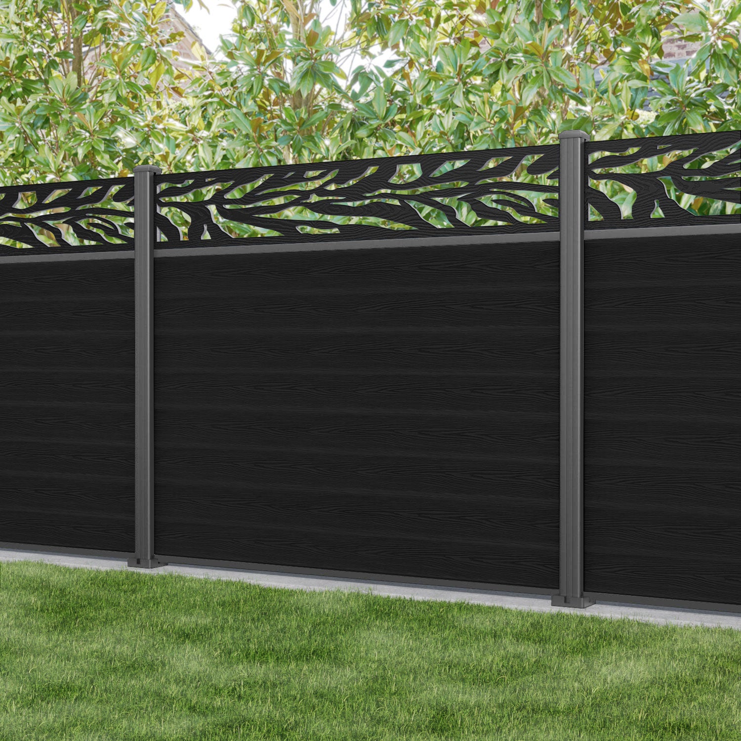 Classic Malawi Fence Panel - Black - with our aluminium posts