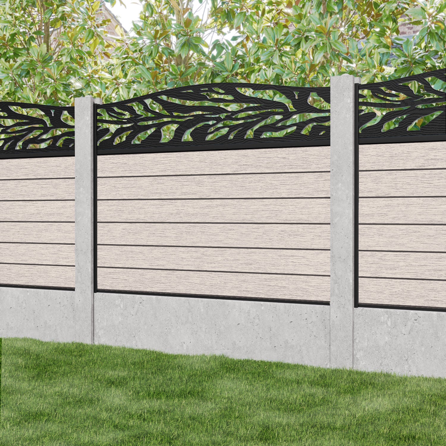 Fusion Malawi Curved Top Fence Panel - Mid Stone - for existing concrete posts