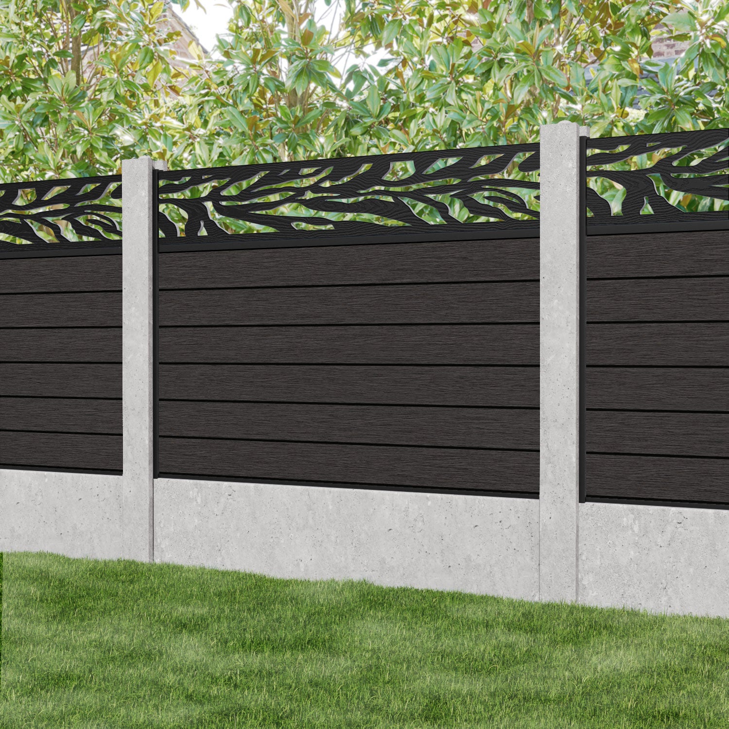 Fusion Malawi Fence Panel - Dark Oak - for existing concrete posts