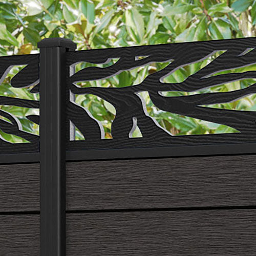 Fusion Malawi Fence Panel - Dark Oak - with our aluminium posts
