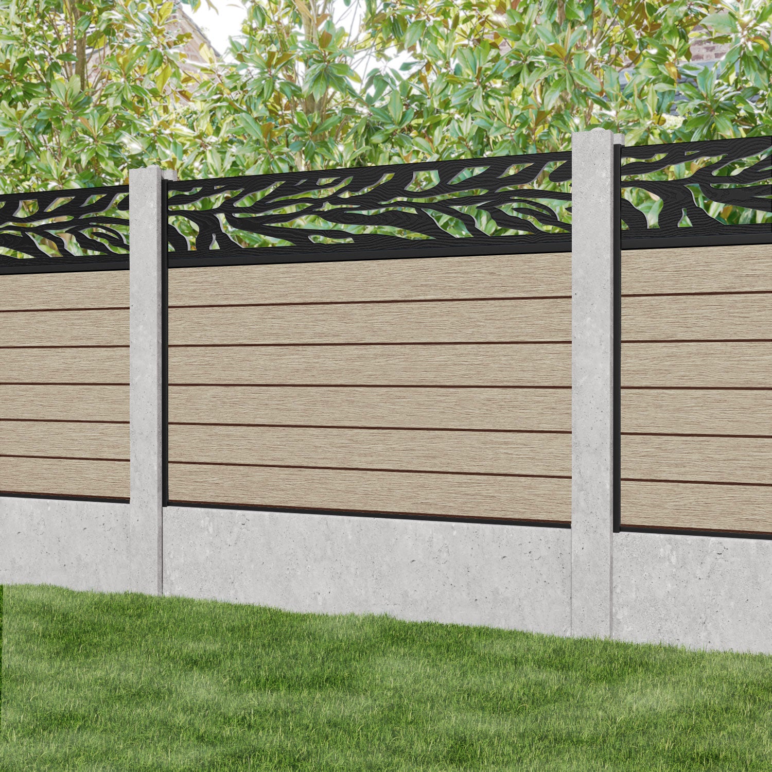 Fusion Malawi Fence Panel - Light Oak - for existing concrete posts