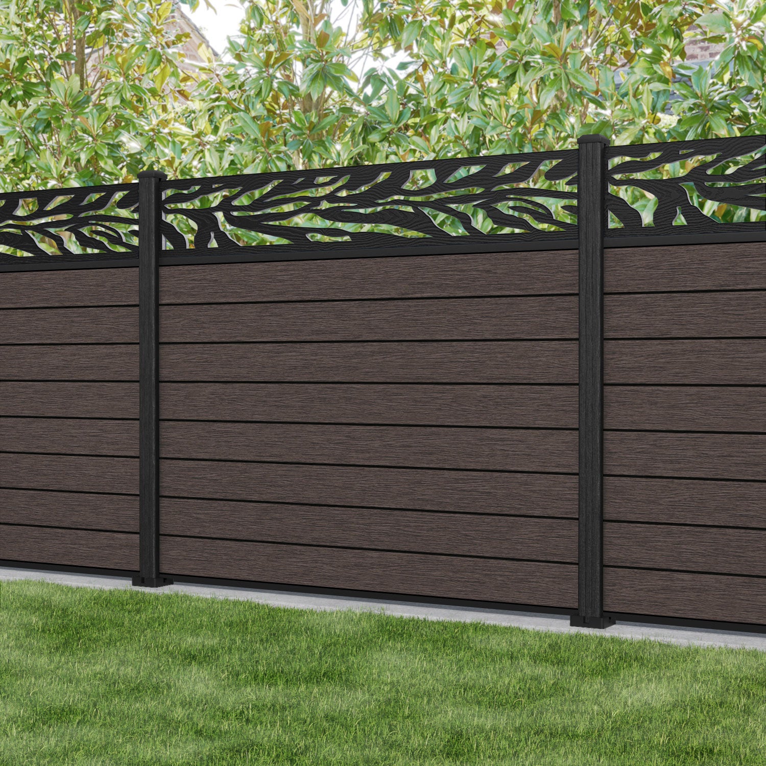 Fusion Malawi Fence Panel - Mid Brown - with our composite posts