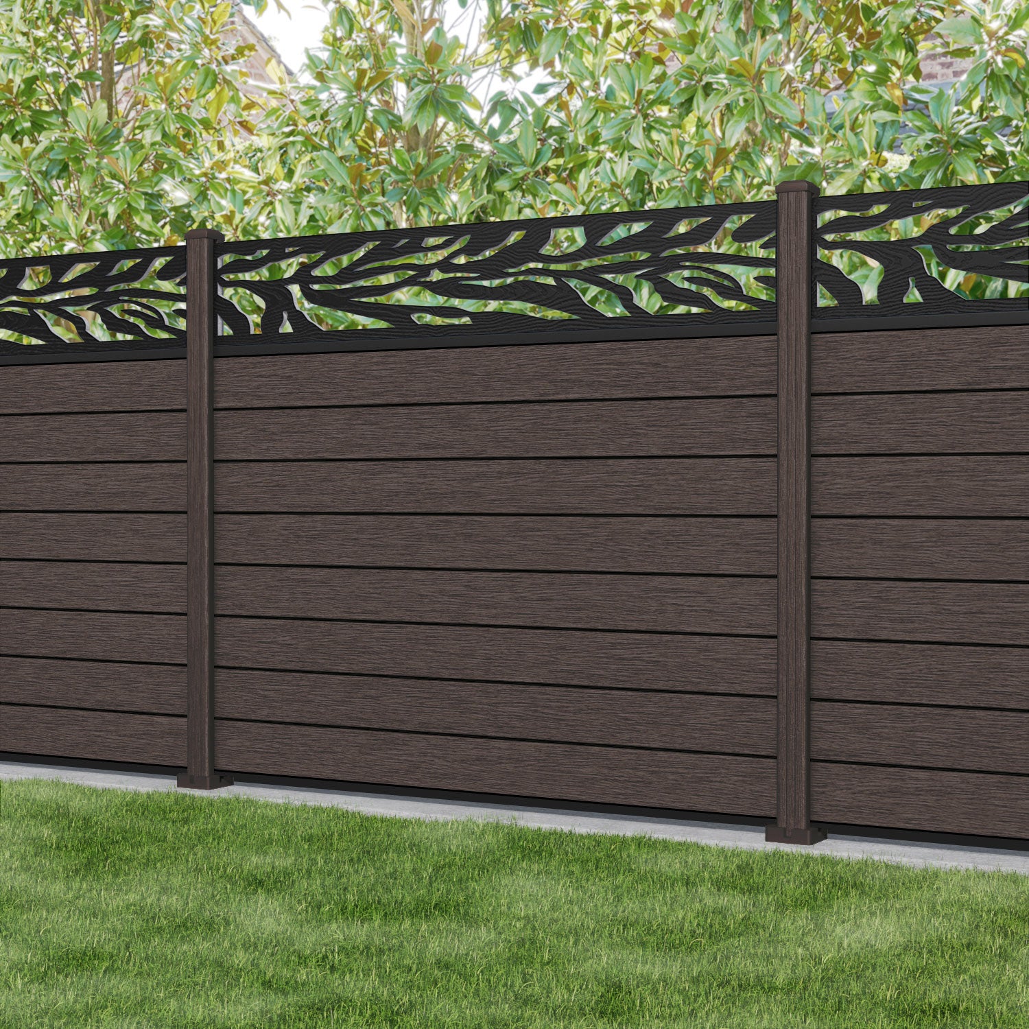 Fusion Malawi Fence Panel - Mid Brown - with our composite posts