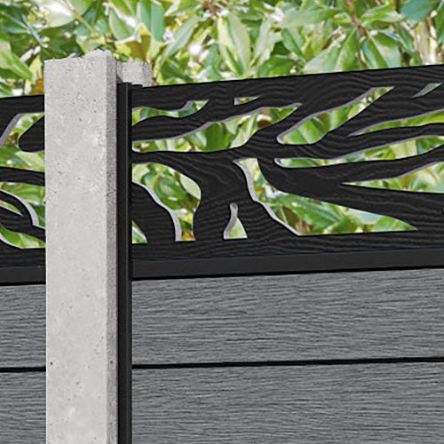 Fusion Malawi Fence Panel - Mid Grey - for existing concrete posts