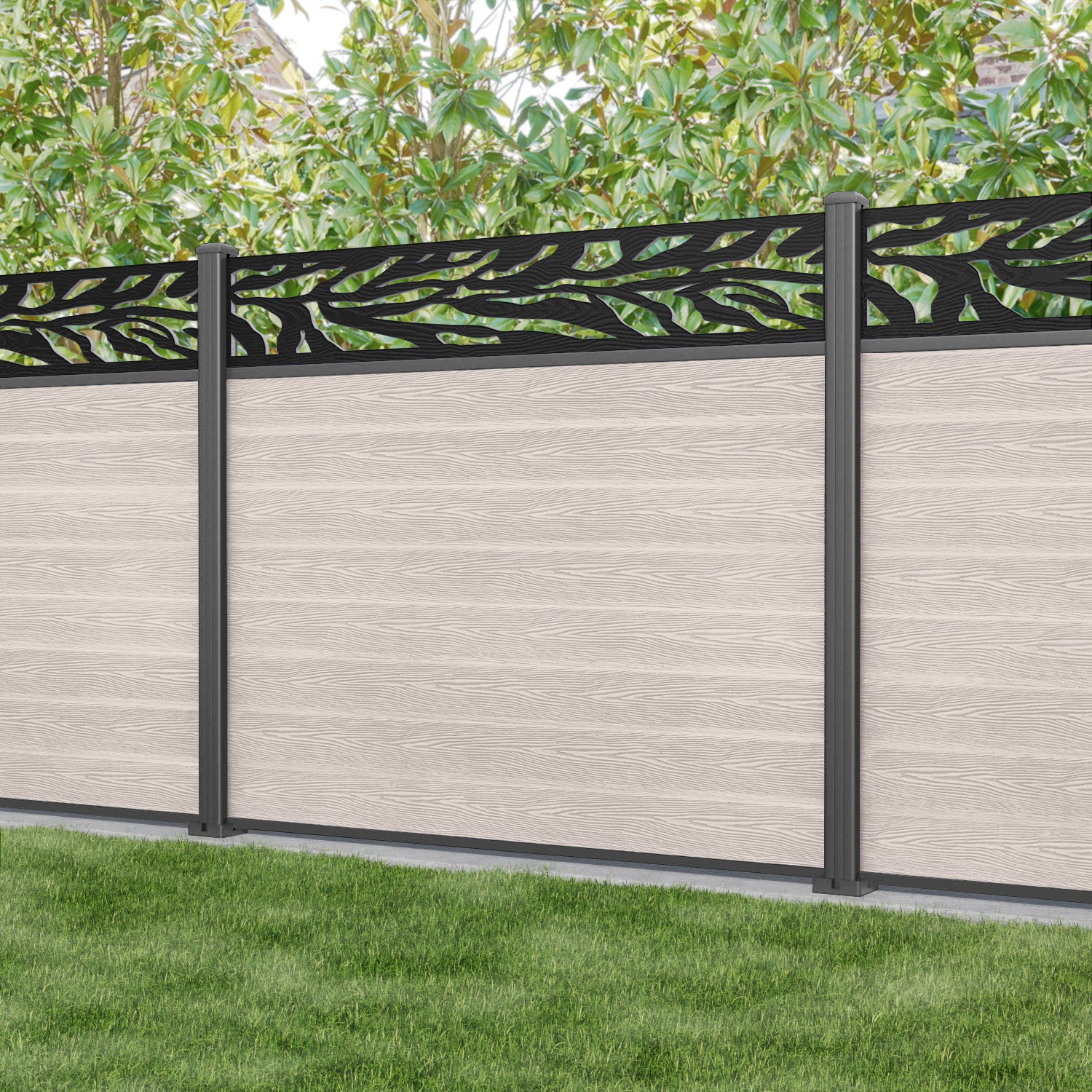 Classic Malawi Fence Panel - Mid Stone - with our aluminium posts