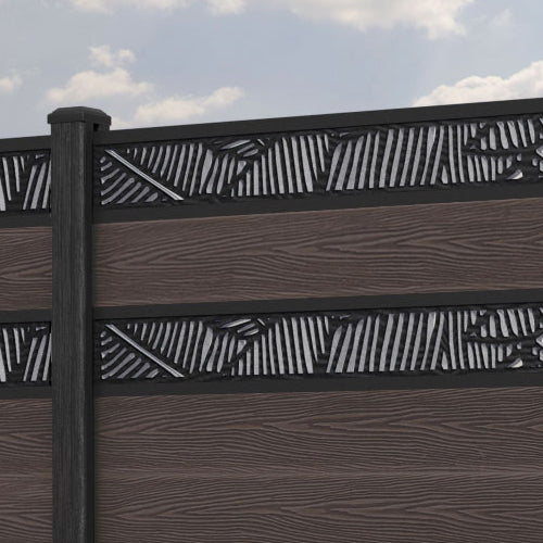 Classic Feather Split Screen Fence Panel - Mid Brown - with our composite posts