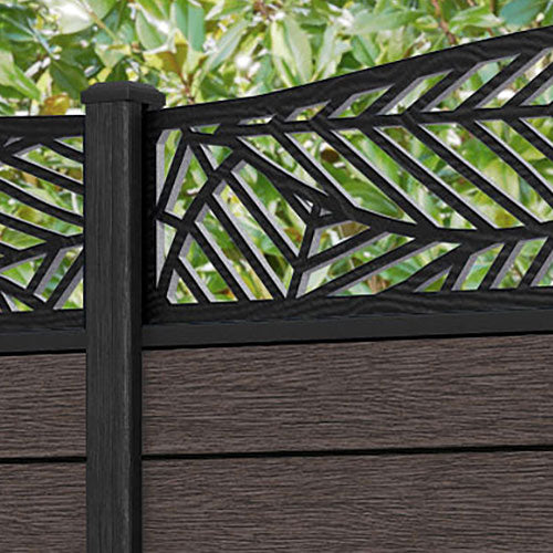 Fusion Habitat Curved Top Fence Panel - Mid Brown - with our composite posts