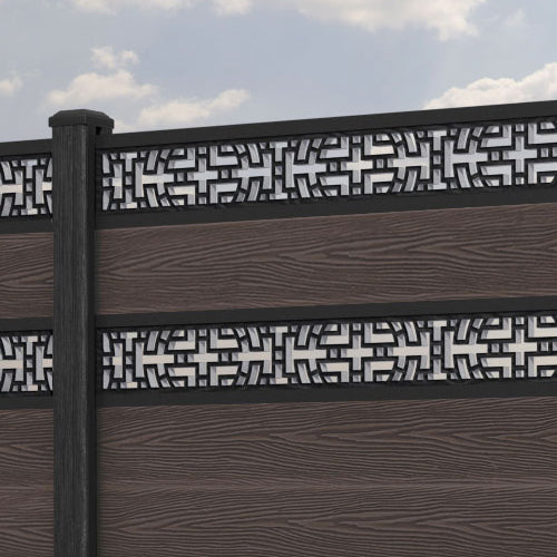 Classic Kumo Split Screen Fence Panel - Mid Brown - with our composite posts