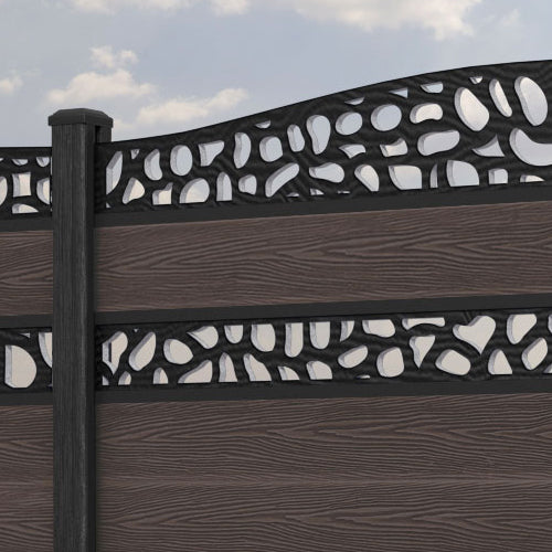 Classic Pebble Curved Top Split Screen Fence Panel - Mid Brown - with our composite posts