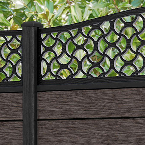 Fusion Vida Curved Top Fence Panel - Mid Brown - with our composite posts