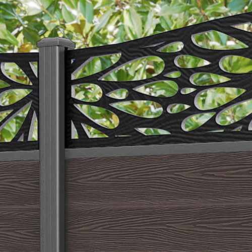 Classic Blossom Curved Top Fence Panel - Mid Brown - with our aluminium posts