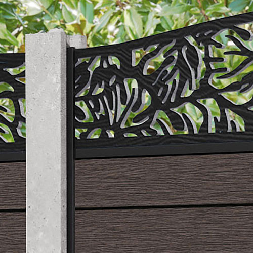 Fusion Botanic Curved Top Fence Panel - Mid Brown - for existing concrete posts