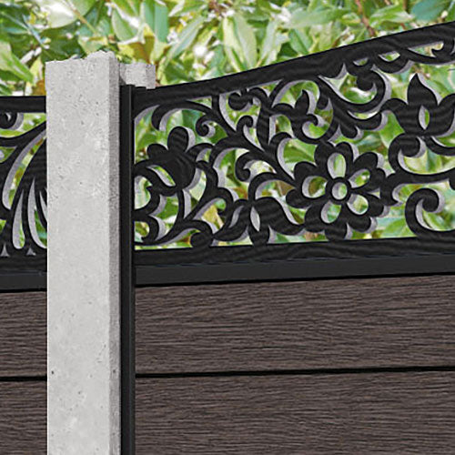Fusion Eden Curved Top Fence Panel - Mid Brown - for existing concrete posts