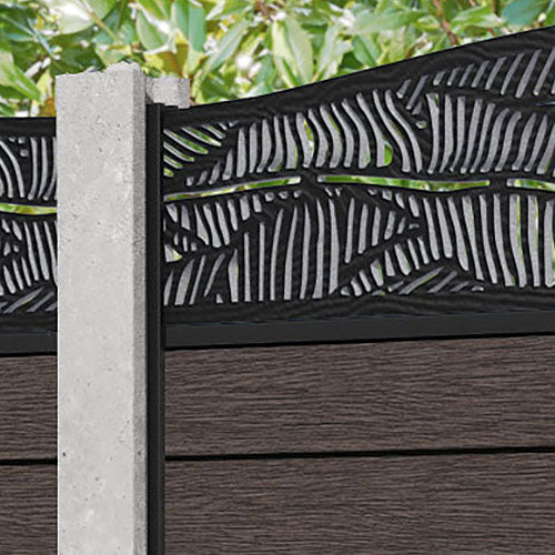 Fusion Feather Curved Top Fence Panel - Mid Brown - for existing concrete posts
